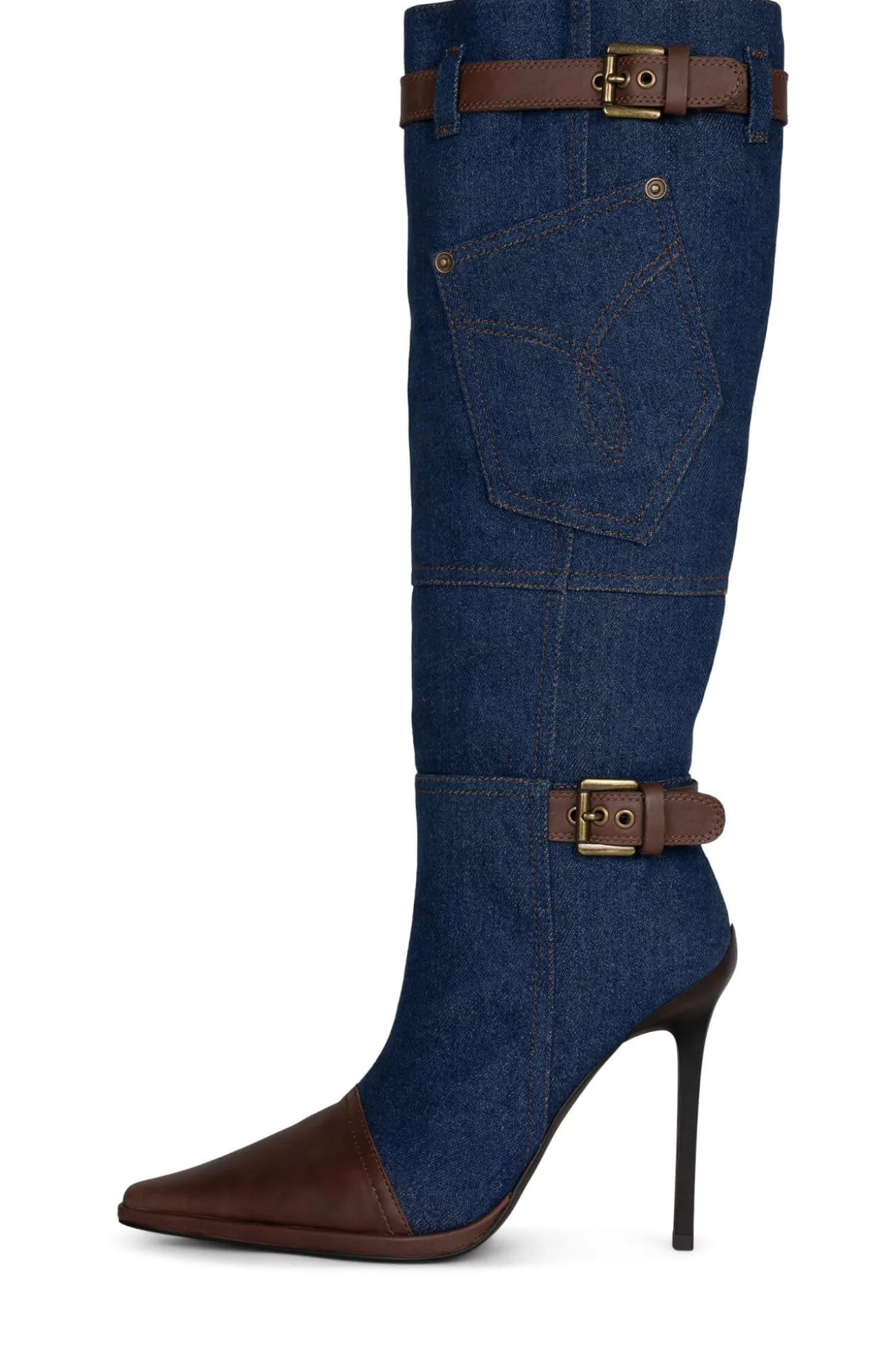 Shop Jeffrey Campbell BLU-JEAN Bluedenimbrown