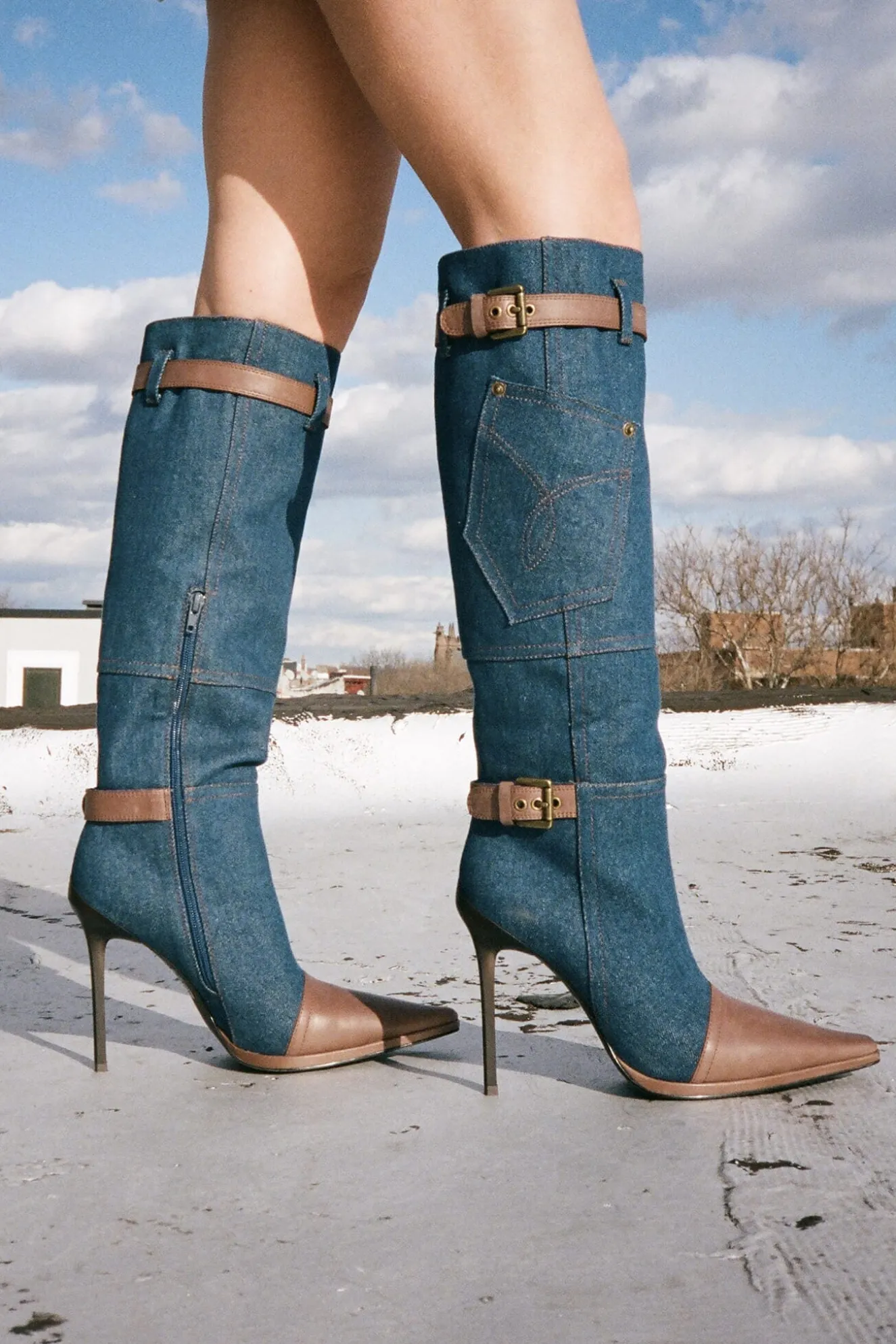 Shop Jeffrey Campbell BLU-JEAN Bluedenimbrown