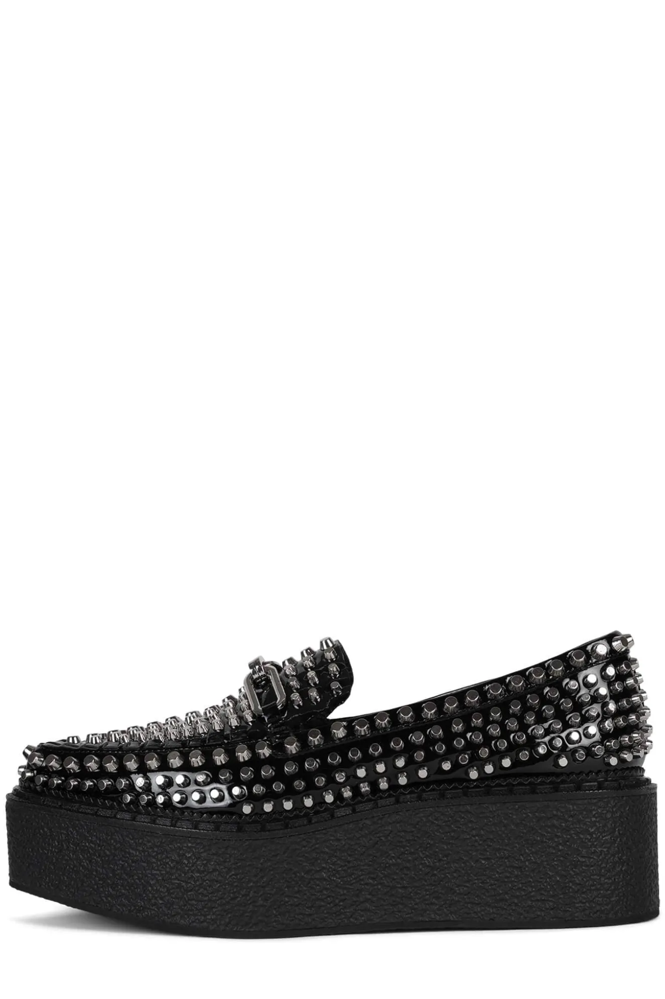 Shop Jeffrey Campbell CHOUX-ST Blackcrinklepatentsilver