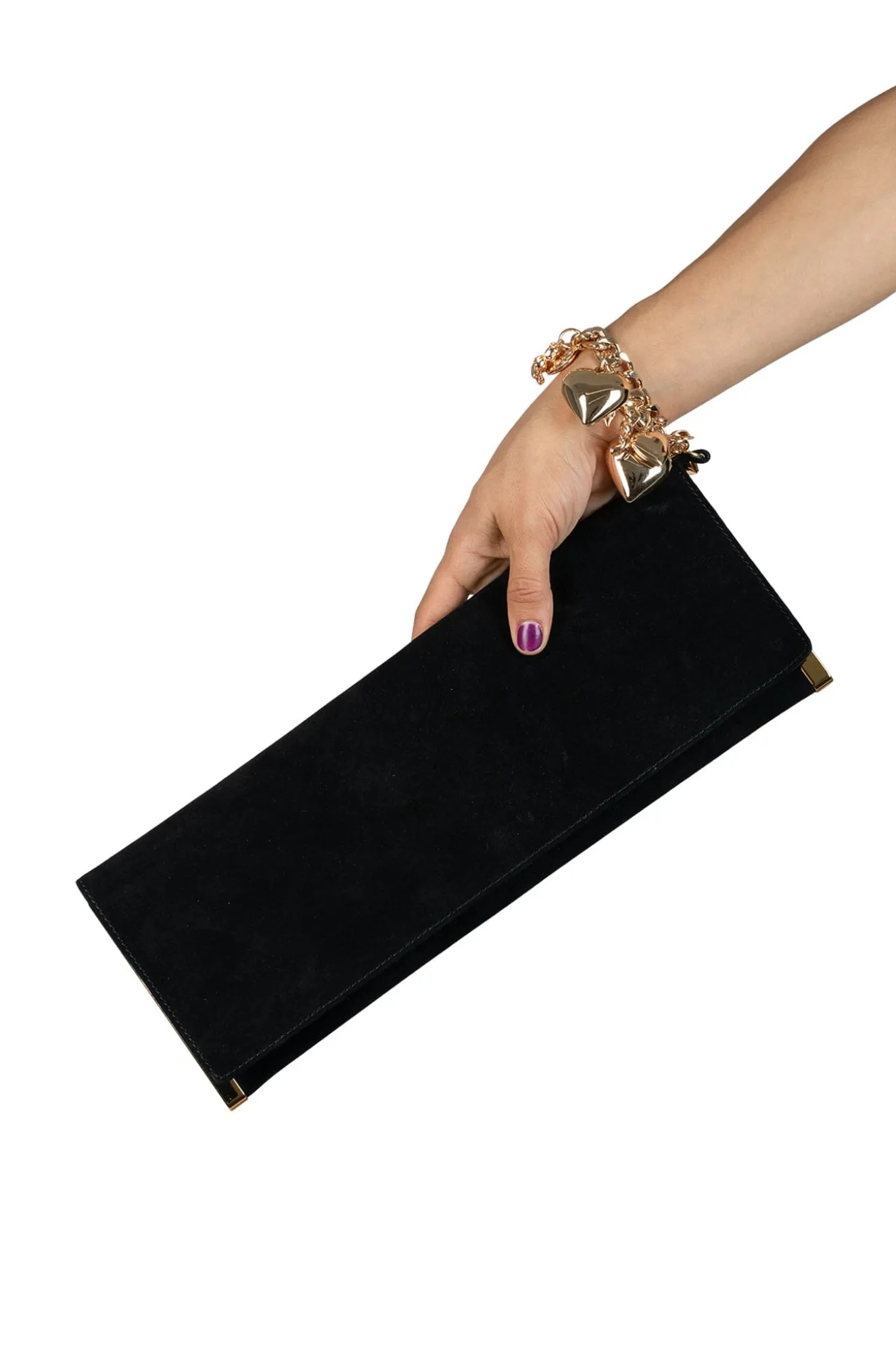 Shop Jeffrey Campbell CLUTCH-CHM Blacksuedegold