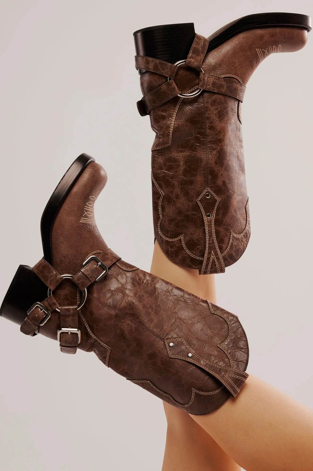 Best Jeffrey Campbell x FP x Understated Leather Motoboy Biker Boot Browndistressed