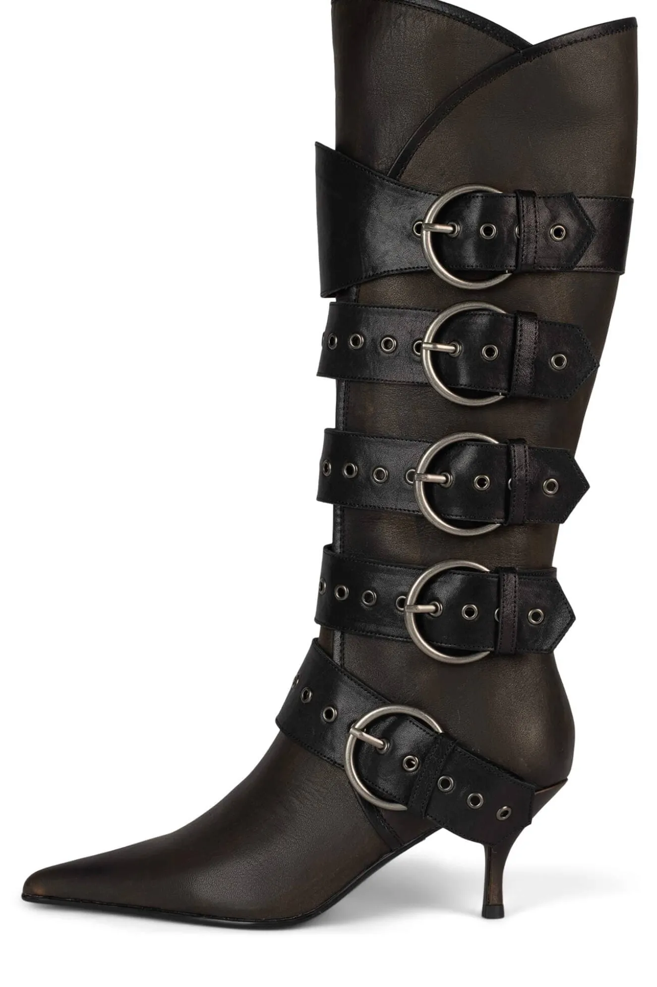 Online Jeffrey Campbell SEATBELT Browndistressedblackgrainy